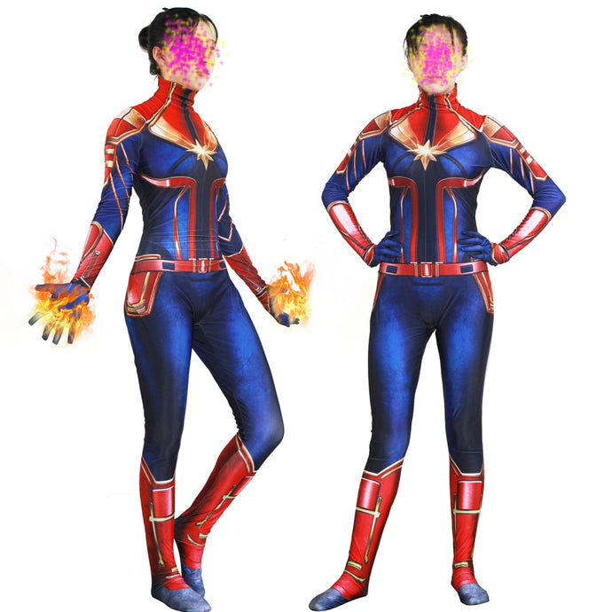 Captain Marvel Carol Danvers Cosplay Costume Zentai Superhero