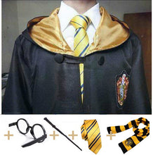 Load image into Gallery viewer, Harry Potter Costüm .Robe Cape with Tie Scarf Wand Glasses