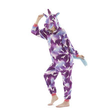 Load image into Gallery viewer, Adult Kigurumi Onesie Anime Women Costumes Cosplay Cartoon Animal Sleepwear Stitch Star Unicorn Pikachu Winter Warm Hooded 2019