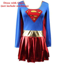 Load image into Gallery viewer, Superwoman Dress  Superman Cosplay Costumes For Adult and Girls Halloween Super Girl Suit Superhero Wonder Woman Super Hero
