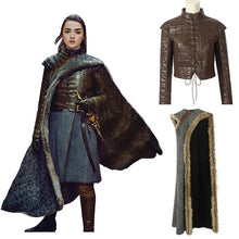 Load image into Gallery viewer, Game Of Thrones 8 Arya Stark Costume Cosplay Adult Cloak Shirt Case Gloves