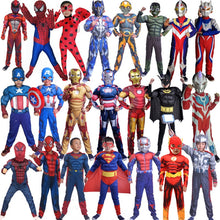 Load image into Gallery viewer, Captain America Avengers Cosplay Costume Boy Muscle Superhero Costume Spiderman Batman Superman Iron Man Captain Jumpsuit child