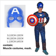 Load image into Gallery viewer, Captain America Avengers Cosplay Costume Boy Muscle Superhero Costume Spiderman Batman Superman Iron Man Captain Jumpsuit child