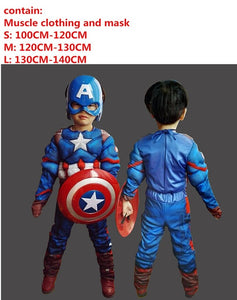Captain America Avengers Cosplay Costume Boy Muscle Superhero Costume Spiderman Batman Superman Iron Man Captain Jumpsuit child